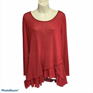Fever brick red funky hem tunic top size M